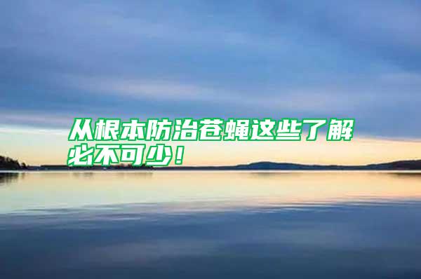 从根本防治苍蝇这些了解必不可少！