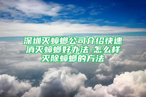 深圳灭蟑螂公司介绍快速消灭蟑螂好办法-怎么样灭除蟑螂的方法