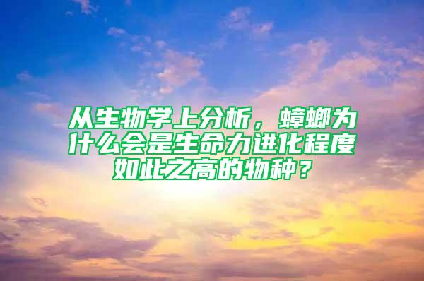 从生物学上分析，蟑螂为什么会是生命力进化程度如此之高的物种？