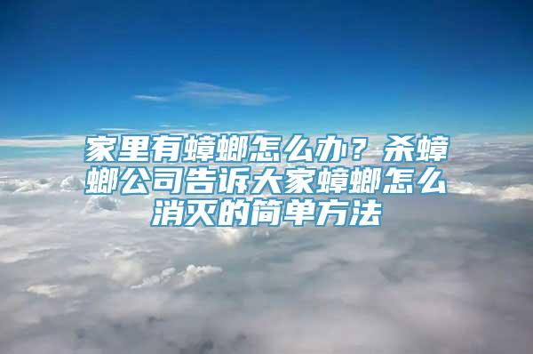 家里有蟑螂怎么办？杀蟑螂公司告诉大家蟑螂怎么消灭的简单方法