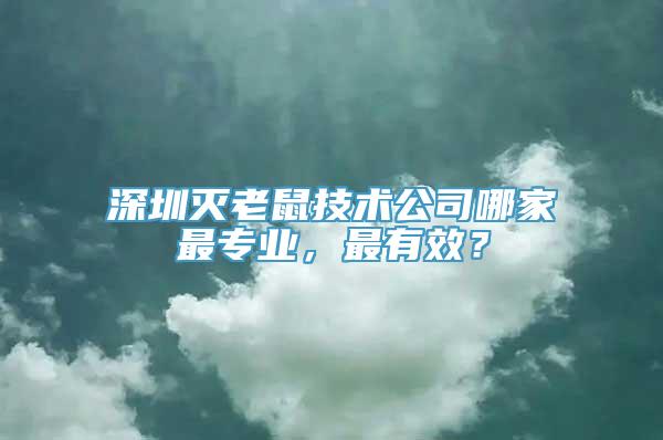 深圳灭老鼠技术公司哪家最专业，最有效？