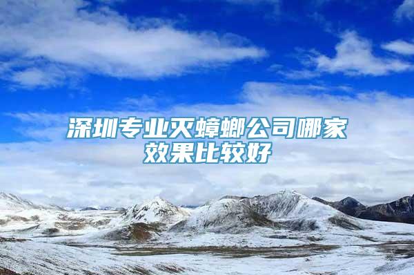 深圳专业灭蟑螂公司哪家效果比较好