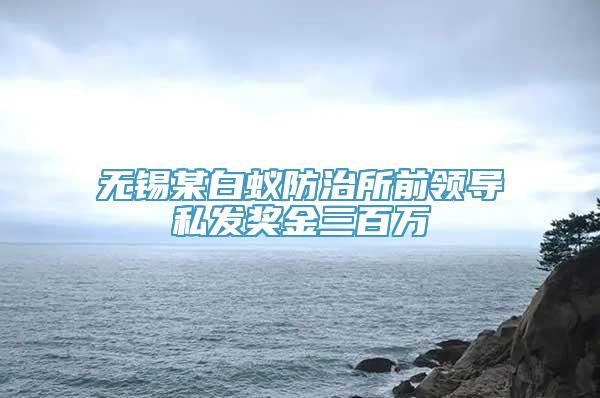 无锡某白蚁防治所前领导私发奖金三百万