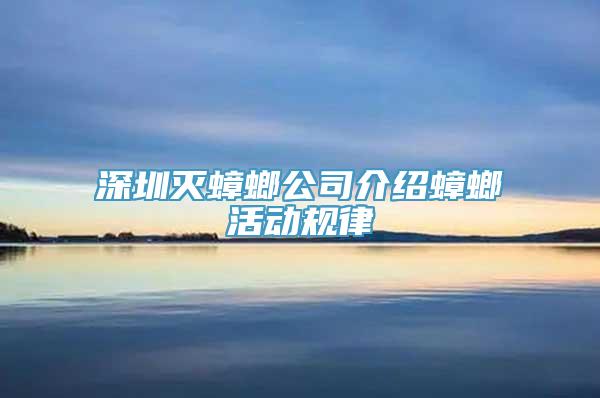 深圳灭蟑螂公司介绍蟑螂活动规律