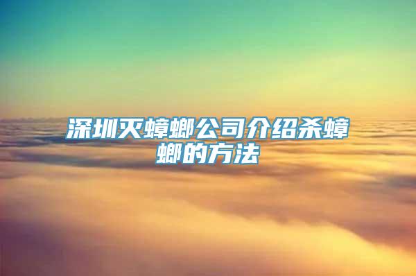 深圳灭蟑螂公司介绍杀蟑螂的方法