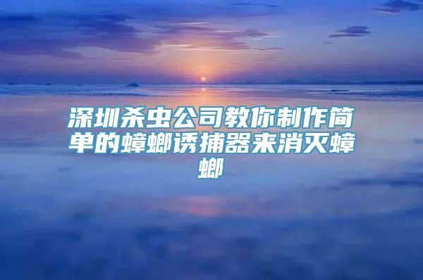 深圳杀虫公司教你制作简单的蟑螂诱捕器来消灭蟑螂