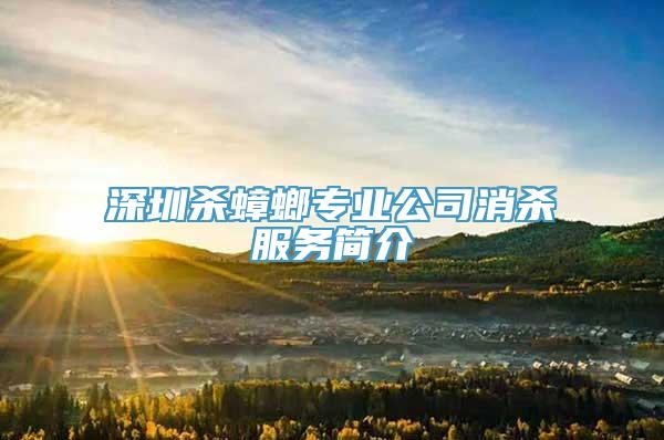 深圳杀蟑螂专业公司消杀服务简介