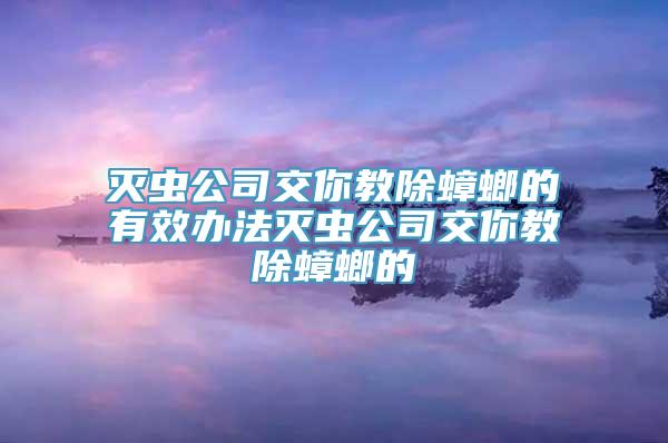 灭虫公司交你教除蟑螂的有效办法灭虫公司交你教除蟑螂的