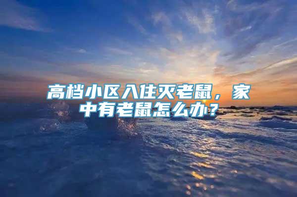 高档小区入住灭老鼠，家中有老鼠怎么办？