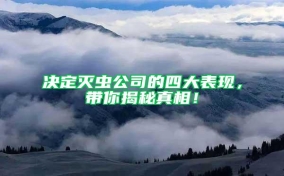 决定灭虫公司的四大表现，带你揭秘真相！